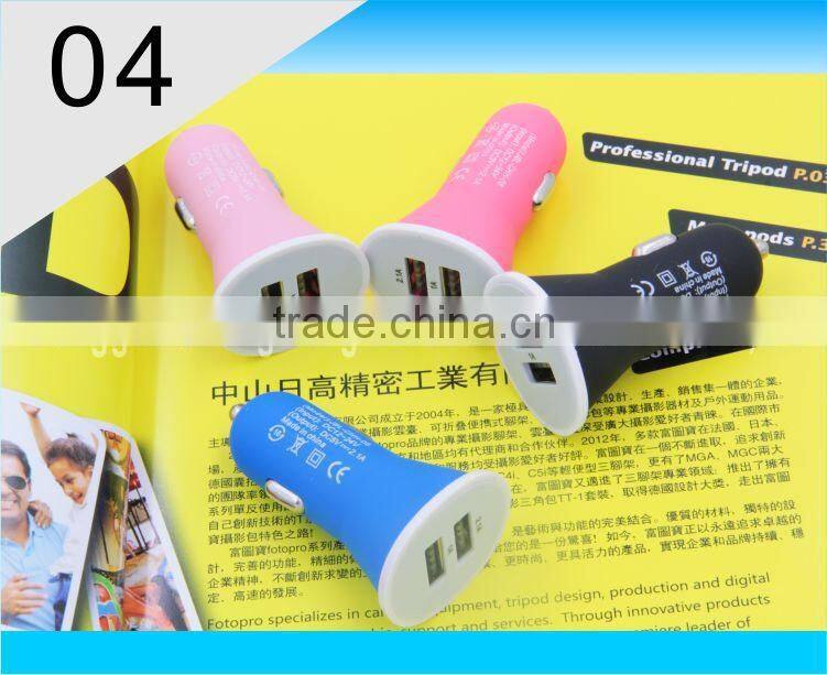 Factory mini usb car charger with twin socket for phone