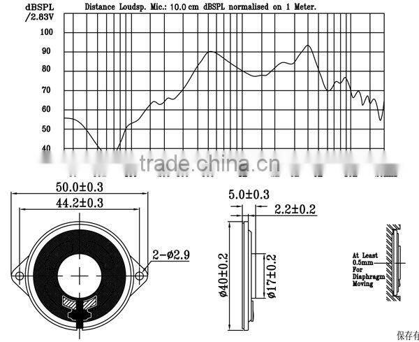40mm 8ohm 1w micro speaker component for elevator