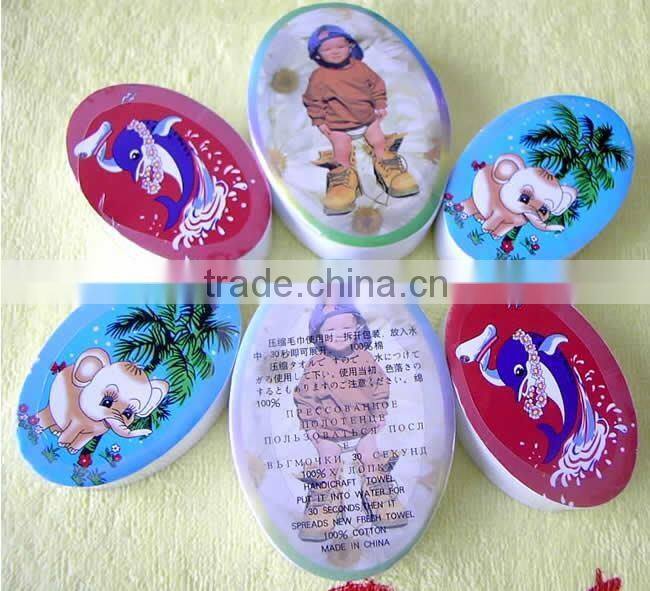 China supply 300g 100 cotton compressed beach towel