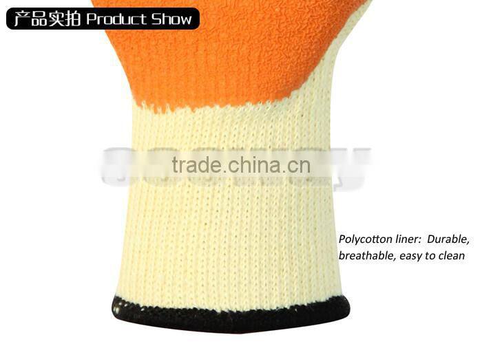 Seeway 10G Polycotton Liner Orange Latex Coated Workplace Safety Gloves Direct Buy from China