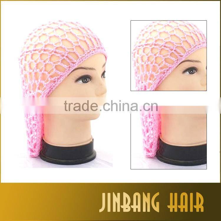 2016 Alibaba Top Quality Women Hairnet Sleep Cap Lady Soft Rayon Snood Hair Net Crochet Hairnet