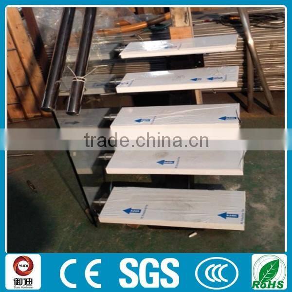 prefabricated wrought iron marble straight stairs manufacture--YUDI