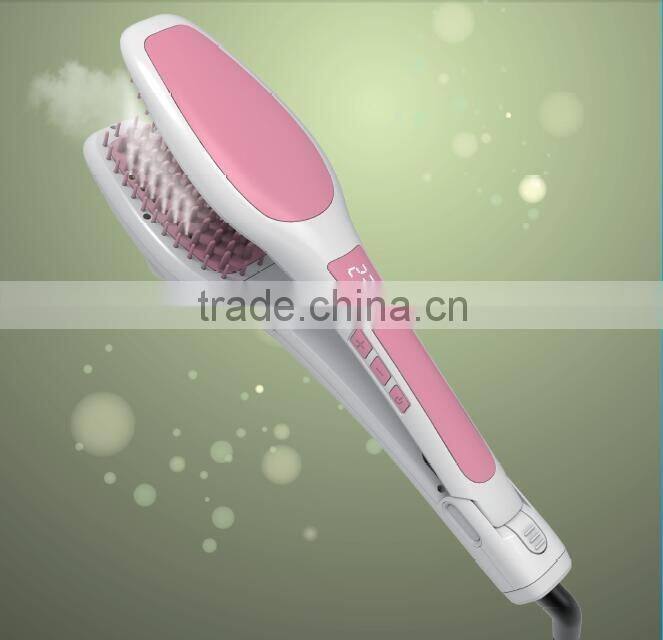 Steam Hair Straightening Brush Double Plate Fast Detangling Straighter Comb