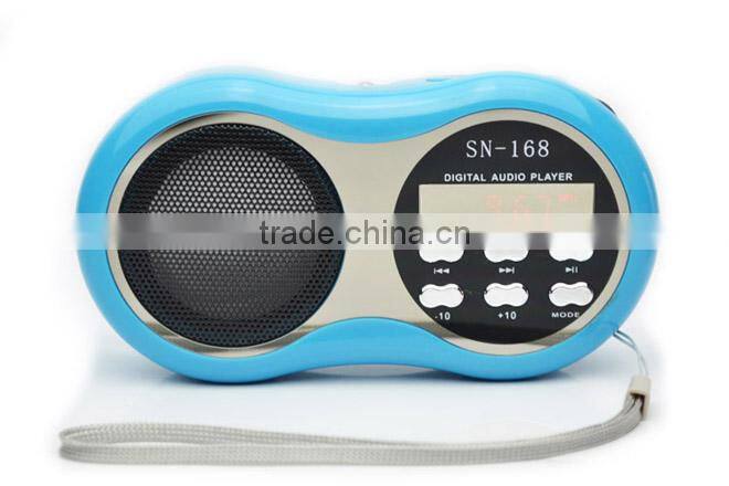 Robot-168 portable card speaker ,fm radio,speaker with TF/Micro SD card/USB disks