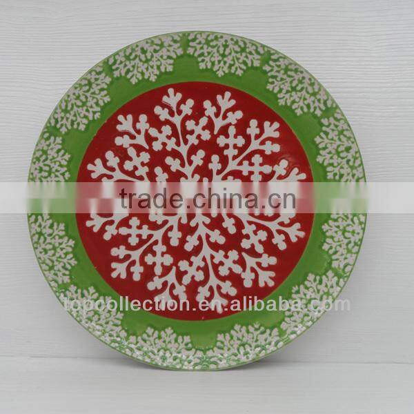 Ceramic christmas snowflake dinner plate