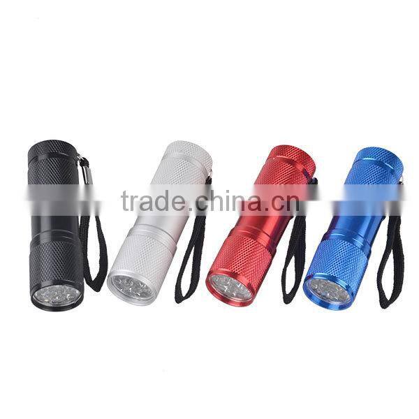 Cheap aluminum 9 led flashlight with white box packing