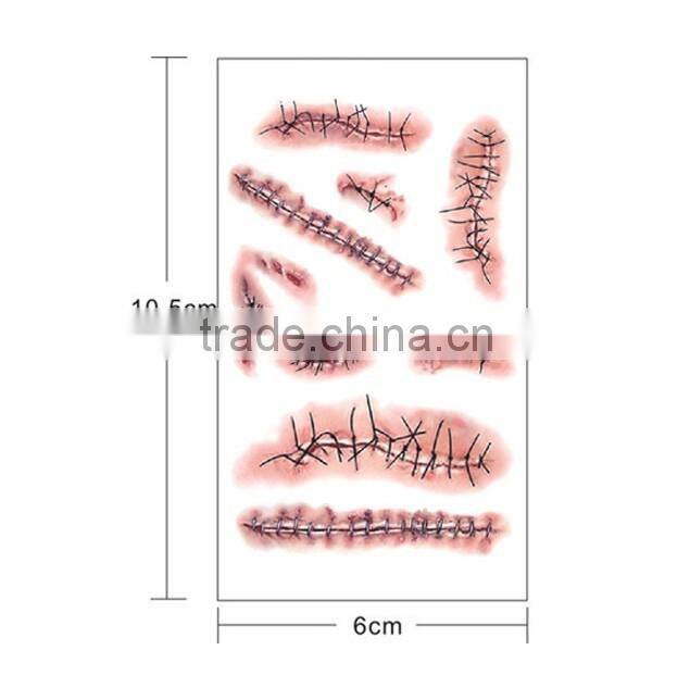 Halloween Stitch Scar Art Tattoo Festival Custom Temporary Tattoo Sticker
