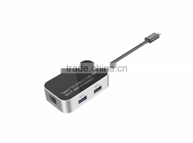 Type C USB HUB with SD TF LAN RJ45 Ethernet Slot