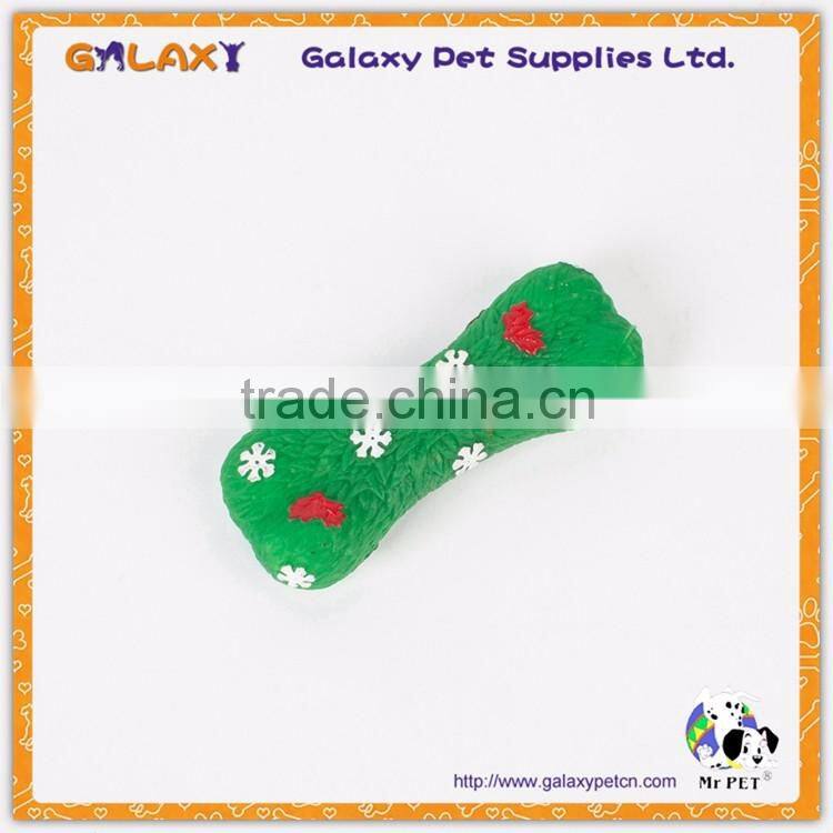 VT7101 Merry Christmas gift New vinyl pet toys, funny colorful squeaky rubber bone for dogs