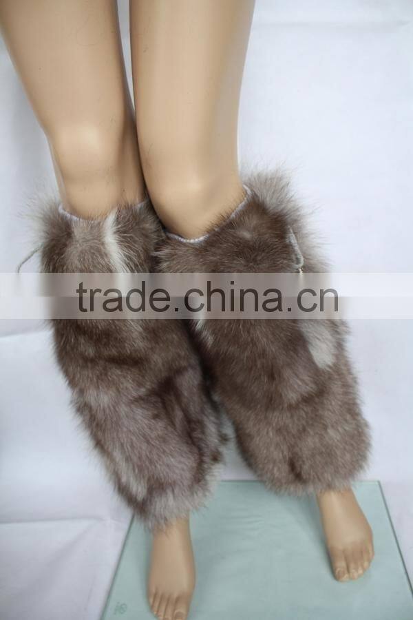 Sexy Ladies Fox Fur Leg Warmers High Knee Fur Socks Fur Boot Sleeves