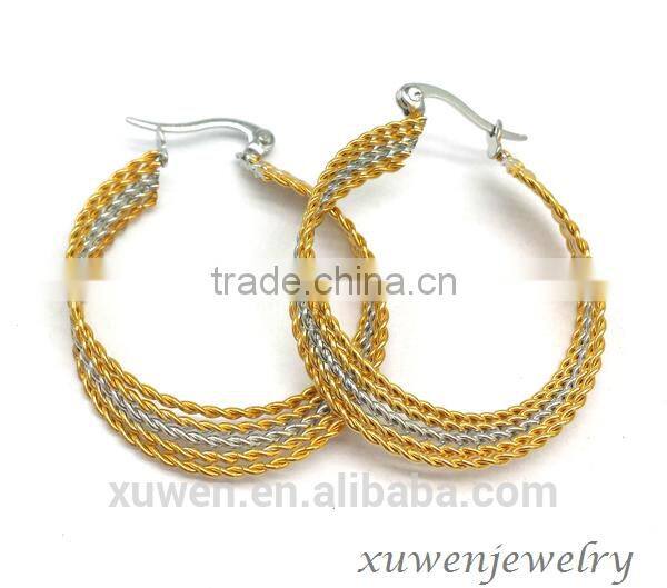 two tone gold plated surgical steel girls stylish earrings