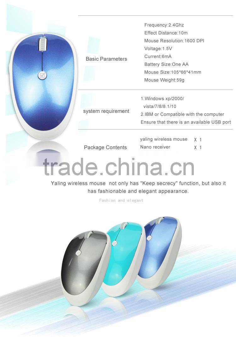 USB Wireless optical mouse with mute/ screen lock function