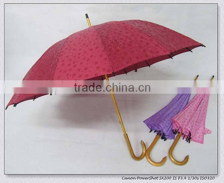 Assorted colors straight umbrella with crook handle