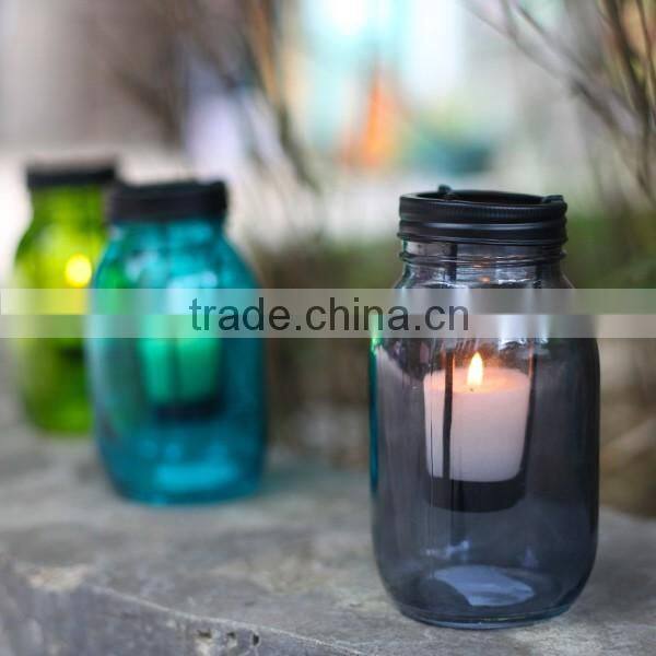 cheap colored mexico glass candle holder with tray