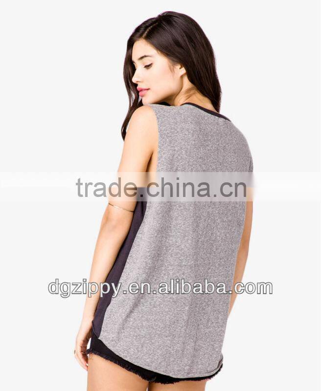 2013 Fashioin women sleeveless muscle tee/t shirt design made in china