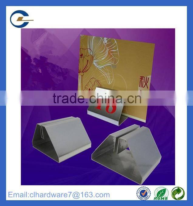 Customized simple style restaurant stainless steel table menu or number holders