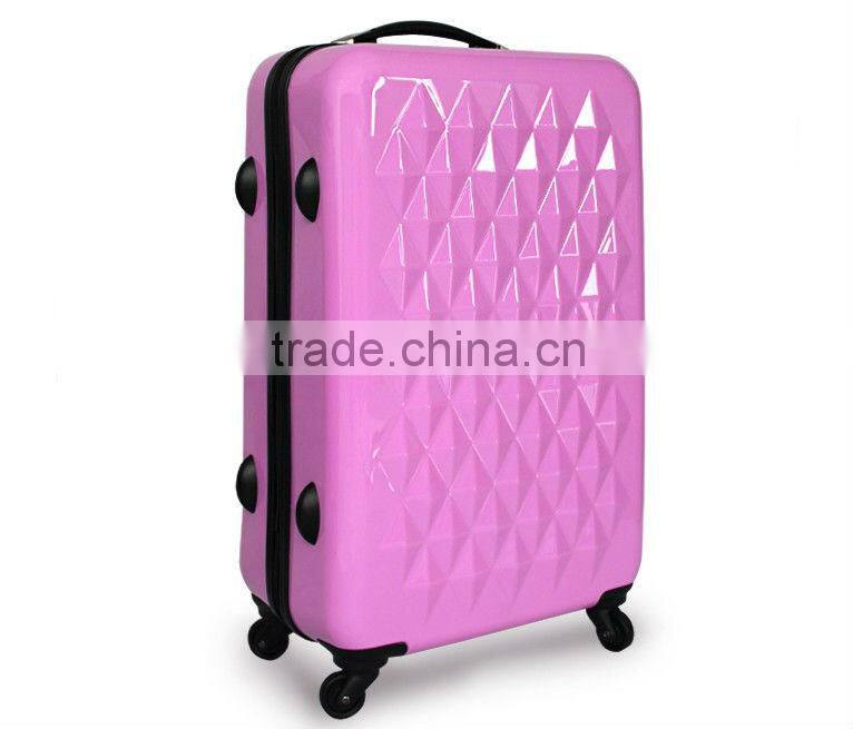2014 china alibaba colorful elegance abs/pc hardcase trolley bag luggage with four all-round wheels