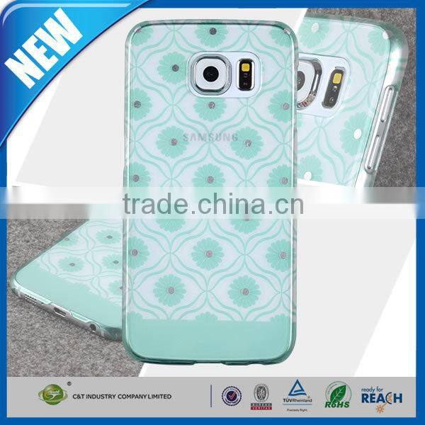 C&T Unique Big Flower Bloom Polycarbonate Hard Case Back Cover for Samsung S6 Black