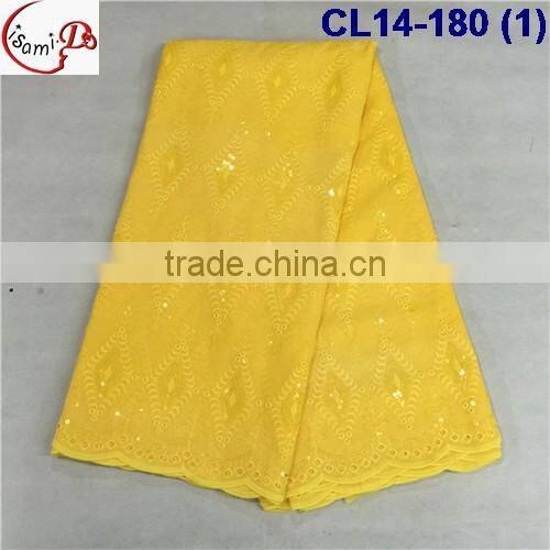 CL14-180(4) 2016 multi-color cotton with sequinse lace hot sales lace African cotton/swiss lace fabric for man and woman