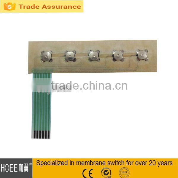 keyboard membrane switch with embossed metal domes