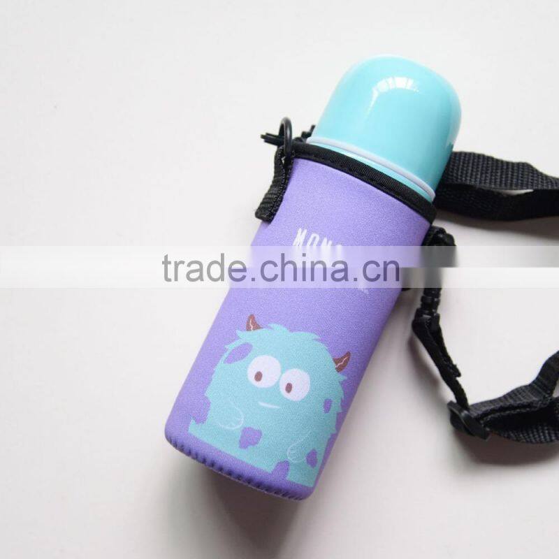 2016 hot sale factory direct supply vacuum cup with cotton cover,350ml stainless steel children vacuum cup