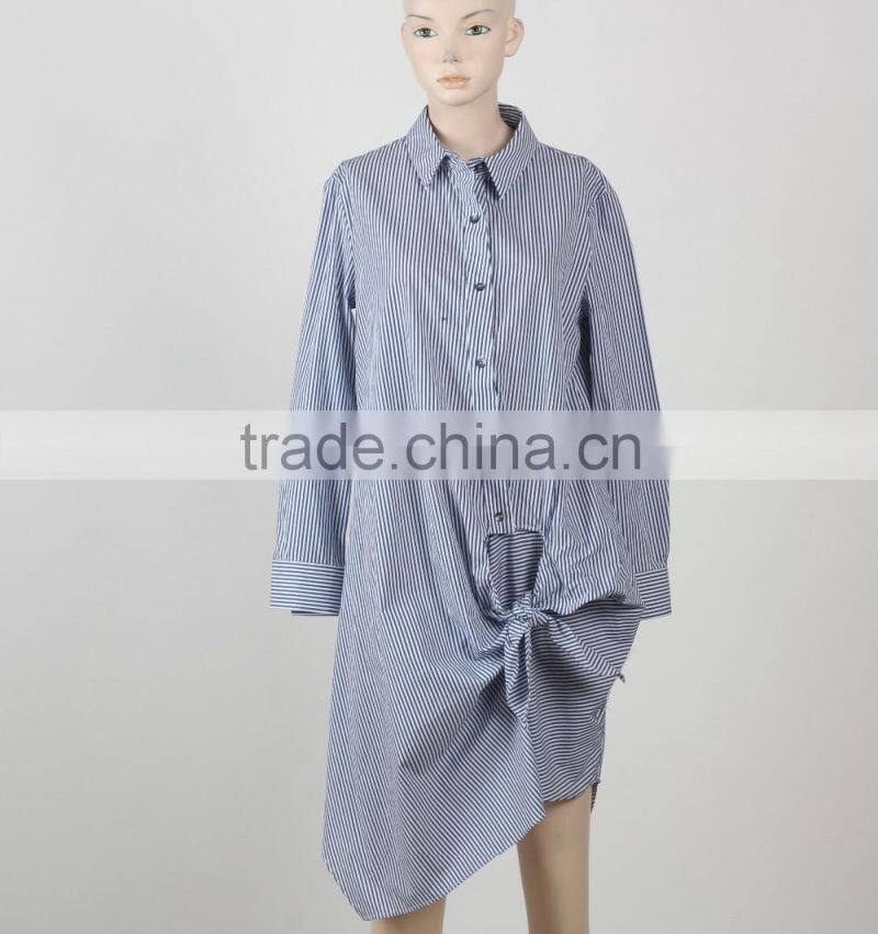 woman casual dress shirt dress chiffon fabric black and white woman clothing Guangzhou