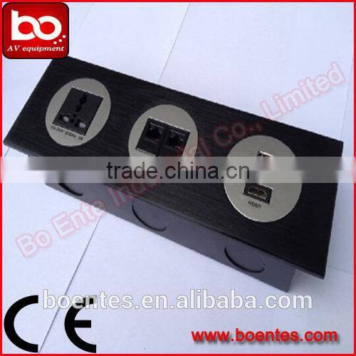 Aluminum Drawing Panel Hotel Wall Mount Media Power Socket Plate with Bottom Box for Hotel AV Solutions