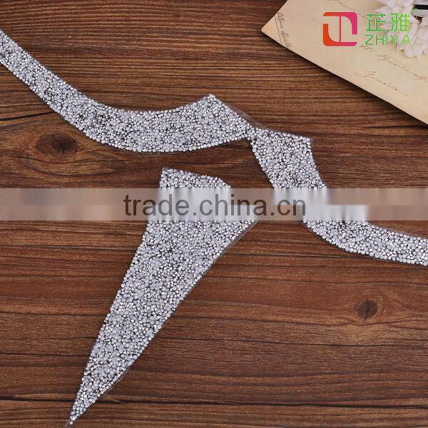 New fashion hotfix rhinestone bead neck applique