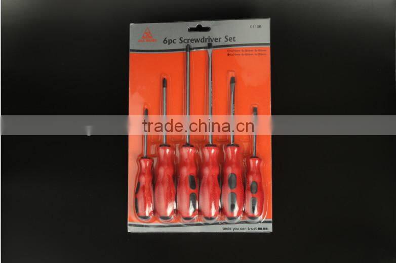 6 PC red massage handle screwdriver set combination Hardware tools cross/a word