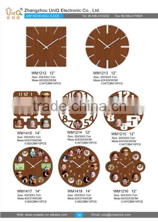 Round cheap MDF wood custom wall clock for decor