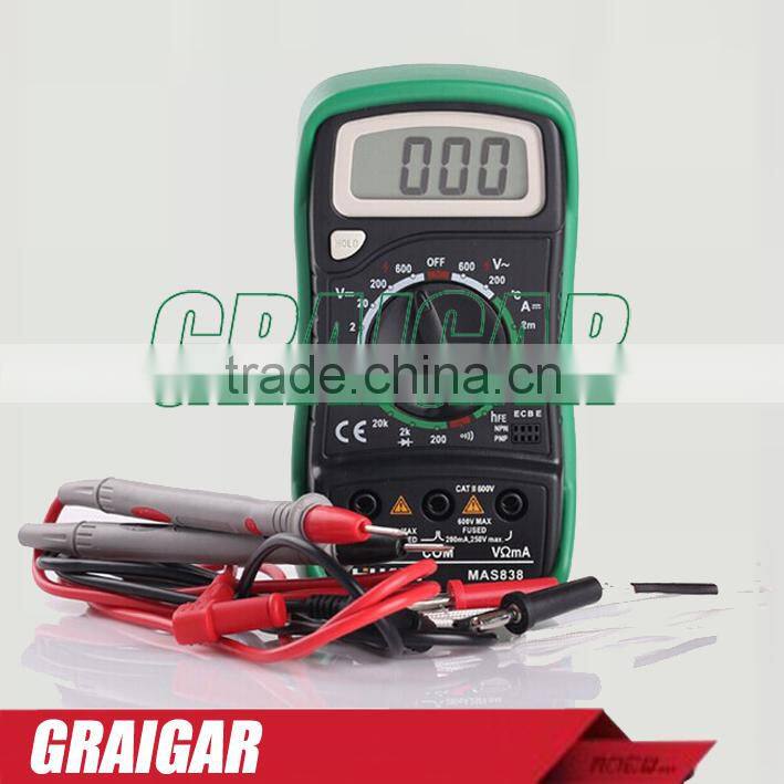 MAS838 Mini Multimeter Digital Multimeter Multifunction Multimeter Detector LCD Display