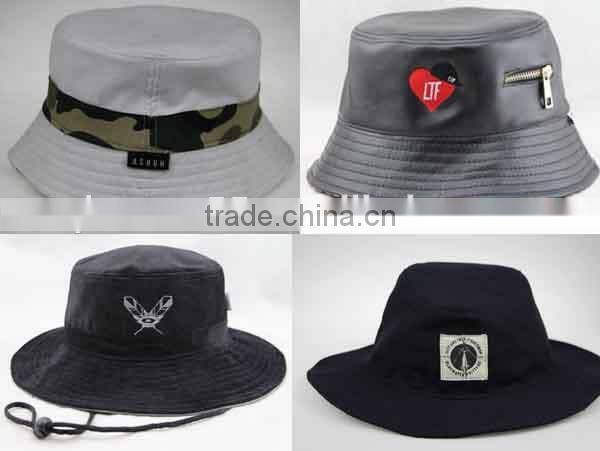 2014 custom your logo plain white cotton bucket hat