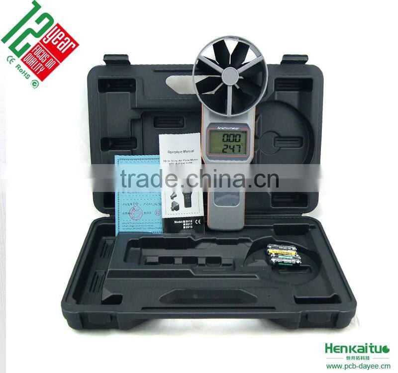 AZ8916 High Precision 10cm Vane Digital Anemometer Wind Speed Measuring Instrument Air Flow Detector with Optional Wind Shield