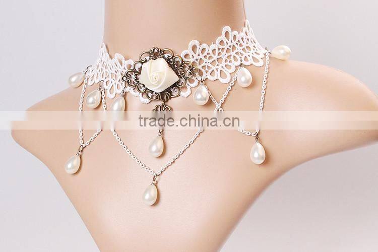 MYLOVE Handmade Multi Chain Gothic Lolita Lace Choker Necklace Pendant MLY271