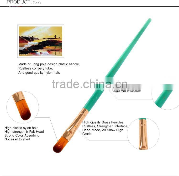 High Quality Professional Fine 6 Piece Acrylic Holder Handle Filbret Nylon Hair Oil Paint Brush Set