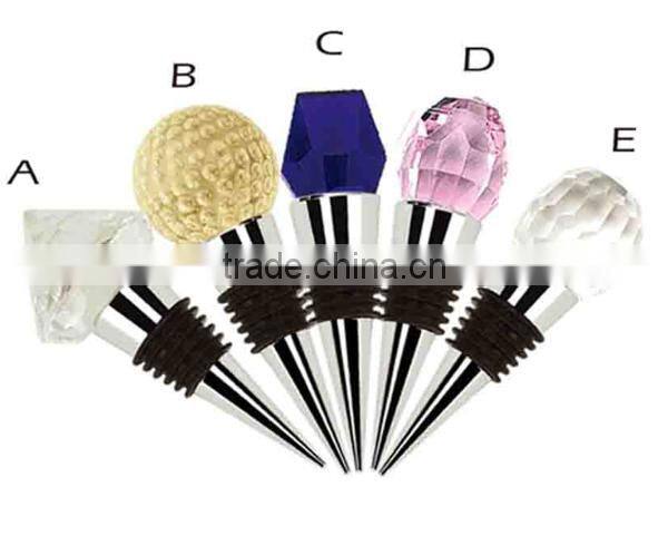 Heavy Duty Zinc Alloy Material Crystal Wine Stopper Wine Bottle Stopper