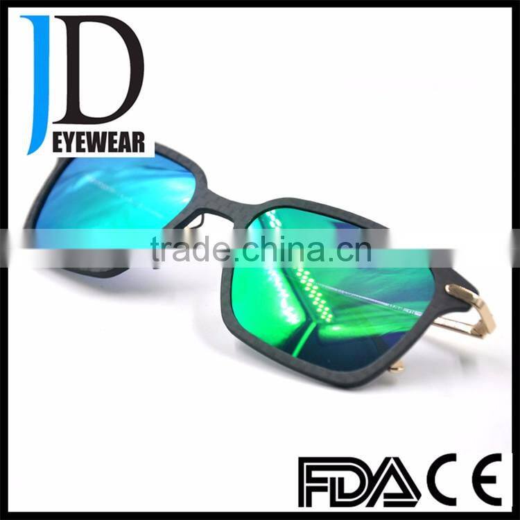 2016 Hot Sell Custom made black carbon fiber metal combination Sunglasses