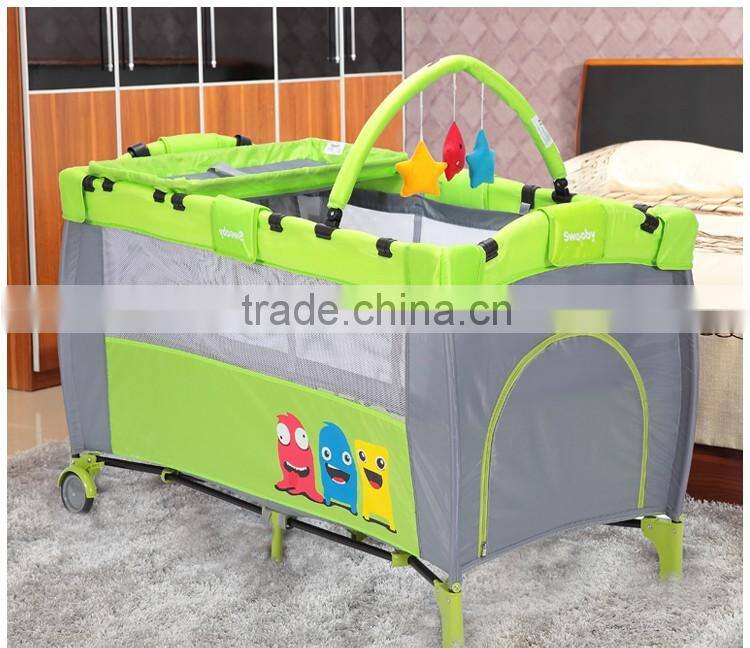 Multi-function baby playpen/playard, baby cot bed with cartoon pattern