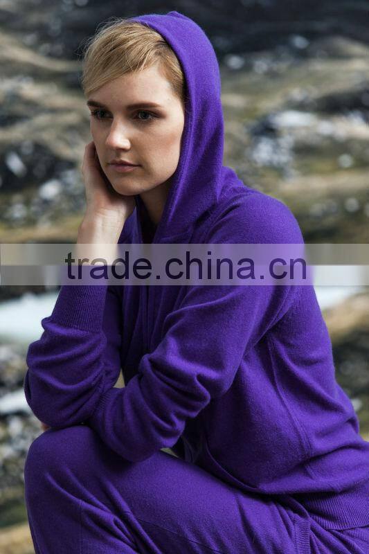 2014 new fashion women knitting pure cashmere sweater with hat
