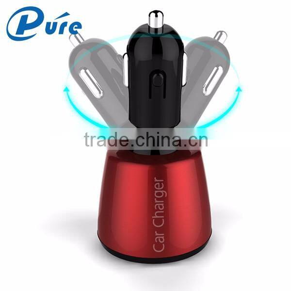 4 in 1 Dual USB 360-Degree Rotation Car Charger Cigarette Lighter Plug With Digital Voltmeter Ammeter Temperature Gauge for Cell