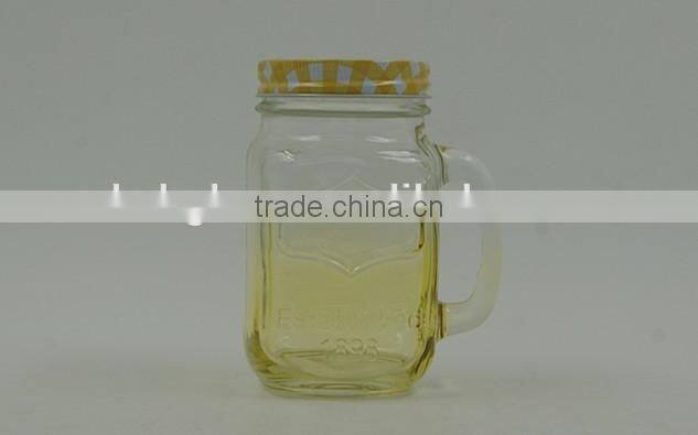 Glass Mason Jar with Mental Lid and Plastic Straws in various color and delicate logo