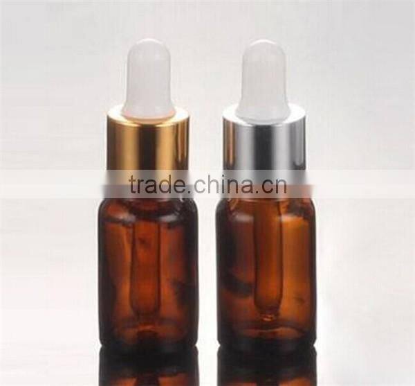 Hot sell round clear amber 10ml glass dropper bottles