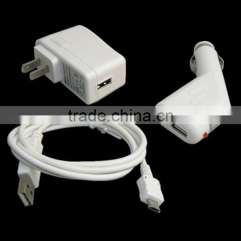 3 in 1 micro usb cable +car charger+wall travel adapter for samsung HTC balckberry universal samrt phone