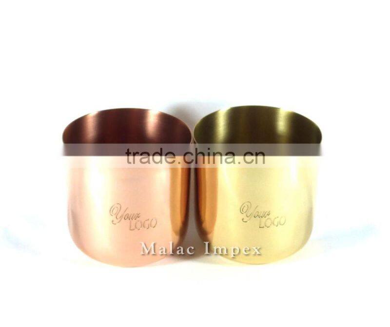 New design brand logo brass copper candle cup