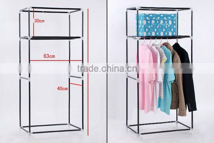 Double Canvas effect Wardrobe Clothes Rail Storage in Beige New Robust Model by Designer