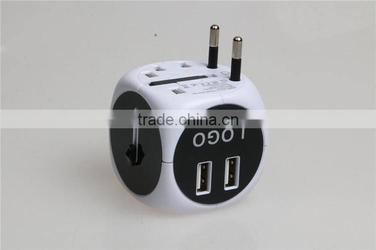 Newest Travel Adapter Universal Plug to American Power Adapter With double USB port 250V 2500Ma Universal Travel