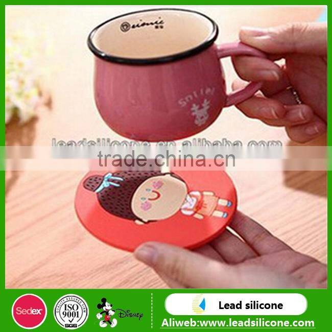 Cartoon Printed Silicone Cup Mat,silicone cup coaster