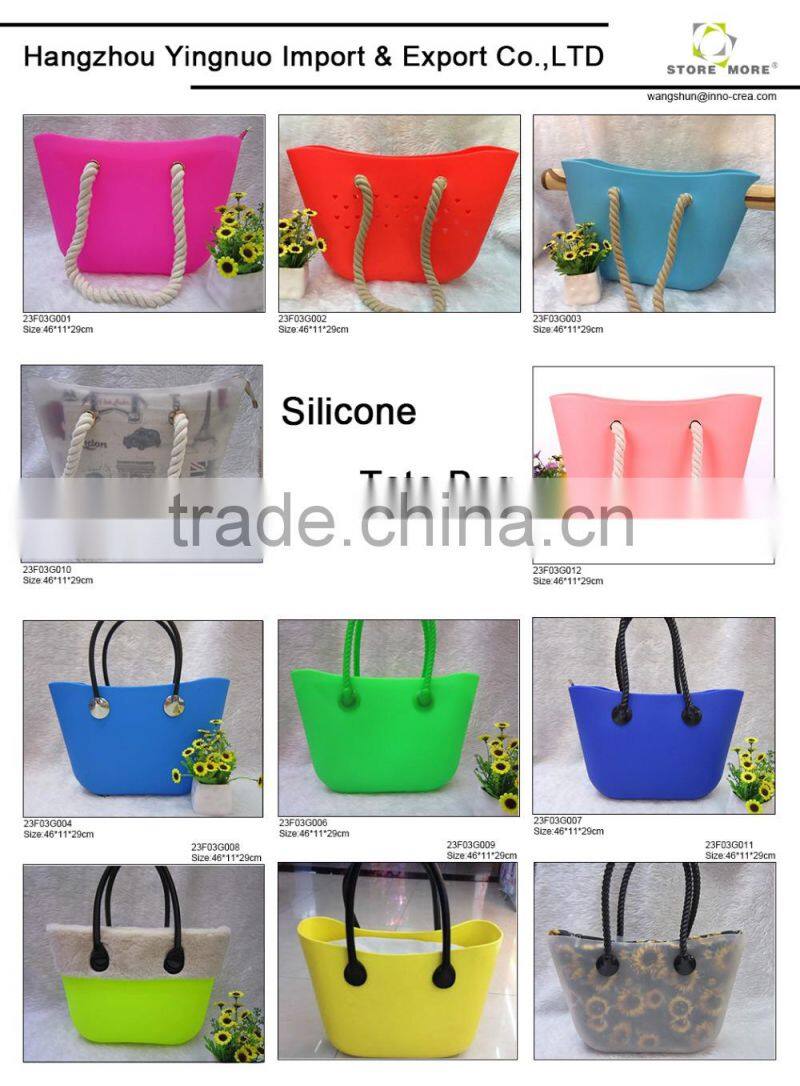 Hot sell Beach Bag Tote with Zipper Closure, Red Silicone