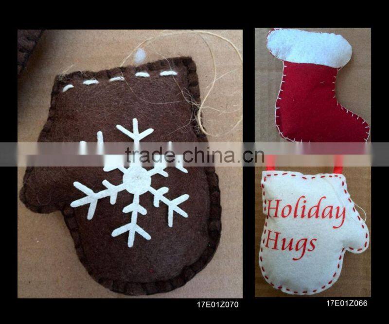 fabric handmade christmas ornaments with colorful fasteners