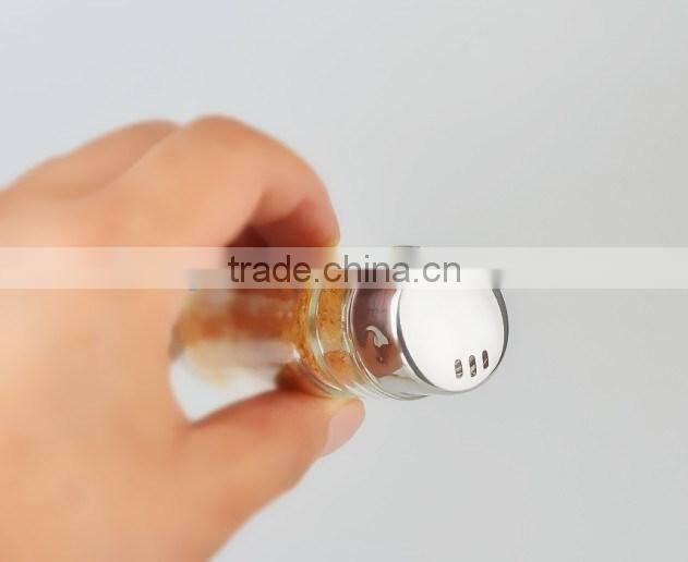 2016 4 Pieces Glass Bottle Spice Jar Set With Stainless Steel Spice Rack